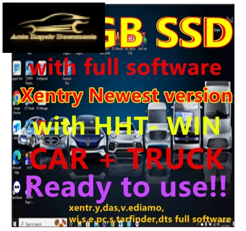 Phần mềm chẩn đoán Xentry đầy đủ mới nhất 2023.09 trên ổ SSD 512GB cho MB STAR C4 C5 C6 SD Connect, phần mềm Xentry đầy đủ, sẵn sàng sử dụng.