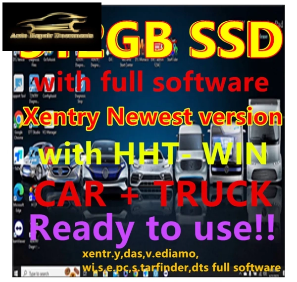 Phần mềm chẩn đoán Xentry đầy đủ mới nhất 2023.09 trên ổ SSD 512GB cho MB STAR C4 C5 C6 SD Connect, phần mềm Xentry đầy đủ, sẵn sàng sử dụng.